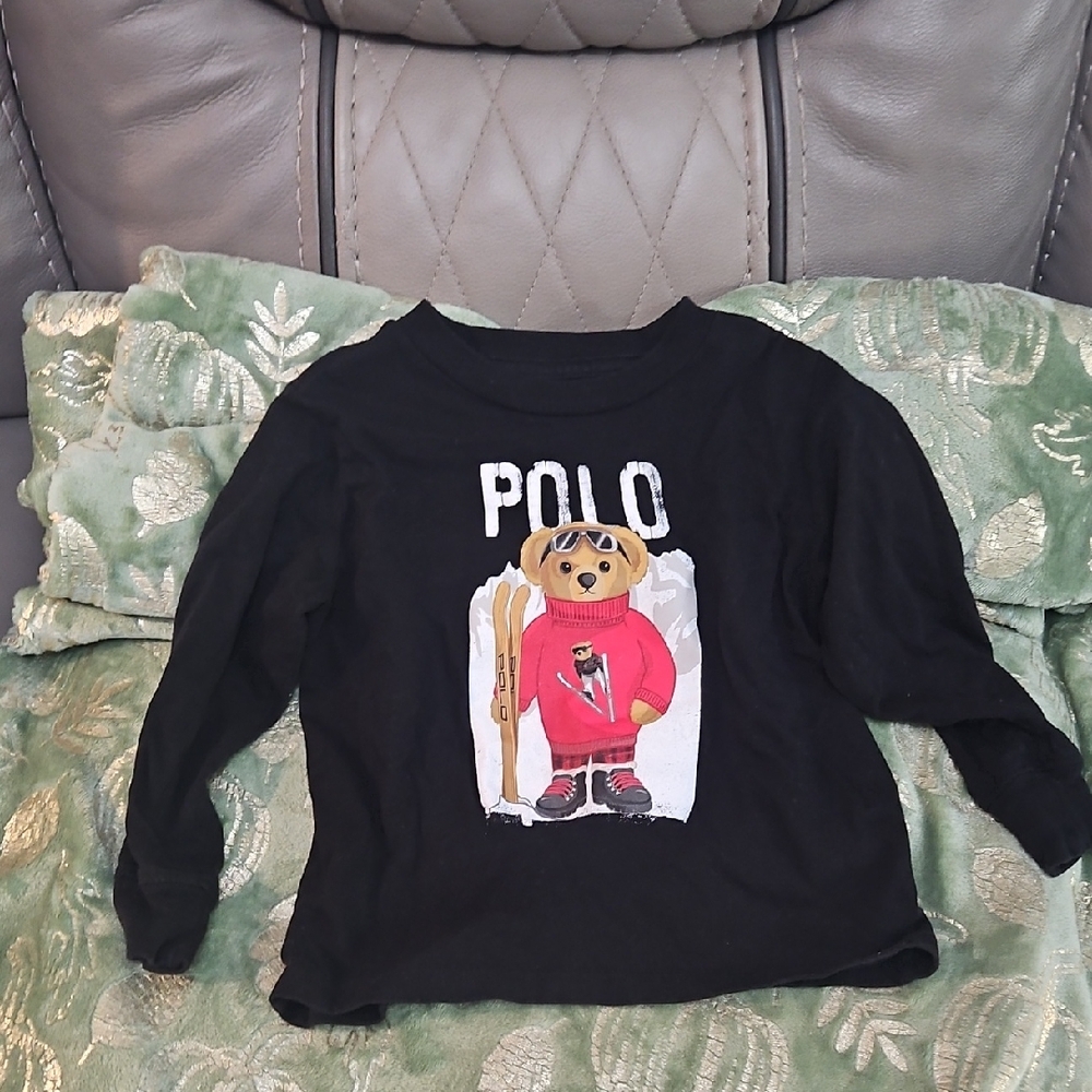 Polo by Ralph Lauren Kids Black Long Sleeve Tee with Bear Design